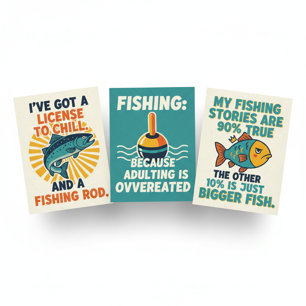 Sarcastic fishing printable poster pack mockup